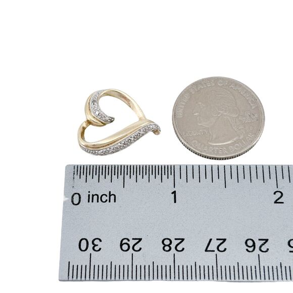 Vintage DBJ Sterling Silver 925 Gold-Plated Open Heart Diamond Pendant - Picture 5 of 6